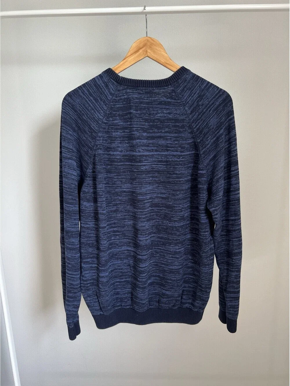 Paradise Collection Sweater Pullover Crew Neck Striped Knit Blue/Black Men’s L